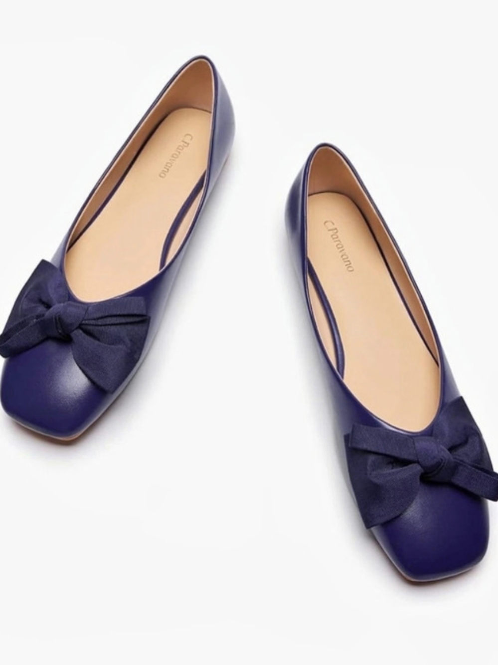 C Paravano Eva Bow Flats in Navy Blue NIB